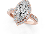 Rose gold Marquise Halo Diamond Pavé Band Ring with Prong Setting_25