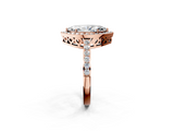 Rose gold Marquise Halo Diamond Pavé Band Ring with Prong Setting_26