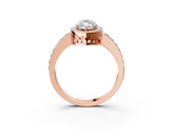 Rose gold Marquise Halo Diamond Pavé Band Ring with Prong Setting_27