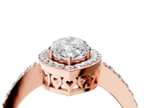 Rose gold Marquise Halo Diamond Pavé Band Ring with Prong Setting_28