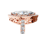 Rose gold Marquise Halo Diamond Pavé Band Ring with Prong Setting_29