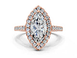 Rose gold Marquise Halo Diamond Pavé Solitaire Ring_72
