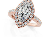 Rose gold Marquise Halo Diamond Pavé Solitaire Ring_73