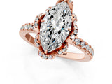 Rose gold Marquise Halo Diamond Pave Band Ring with Four-Prong Setting_16