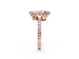 Rose gold Marquise Halo Diamond Pave Band Ring with Four-Prong Setting_17