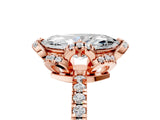Rose gold Marquise Halo Diamond Pave Band Ring with Four-Prong Setting_20