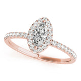 Rose gold Marquise Halo Diamond Pave Band with Prong Setting