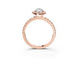 Rose gold Marquise Halo Diamond Pave Band with Prong Setting_10