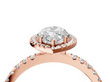 Rose gold Marquise Halo Diamond Pave Band with Prong Setting_11