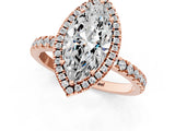 Rose gold Marquise Halo Diamond Pave Band with Prong Setting_8