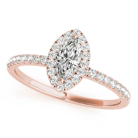 Rose gold Marquise Halo Diamond Pave Band with Prong Setting