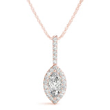 Rose gold Marquise Halo Diamond Pendant with Pavé Setting