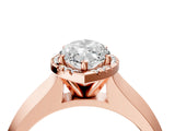 Rose gold Marquise Halo Diamond Ring with Cathedral Band and Four-Prong Setting_65