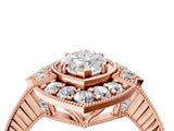 Rose gold Marquise Halo Diamond Ring with Milgrain Bezel and Prong Setting_10