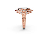 Rose gold Marquise Halo Diamond Ring with Milgrain Bezel and Prong Setting_8