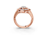 Rose gold Marquise Halo Diamond Ring with Milgrain Bezel and Prong Setting_9