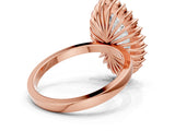 Rose gold Marquise Halo Diamond Ring with Milgrain Edge and Round Prong Setting_67
