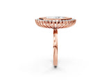 Rose gold Marquise Halo Diamond Ring with Milgrain Edge and Round Prong Setting_69