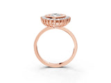 Rose gold Marquise Halo Diamond Ring with Milgrain Edge and Round Prong Setting_70