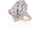 Rose gold Marquise Halo Diamond Ring with Pavé Band and Prong Setting_38