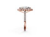 Rose gold Marquise Halo Diamond Ring with Pavé Band and Prong Setting_39