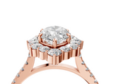 Rose gold Marquise Halo Diamond Ring with Pavé Band and Prong Setting_41