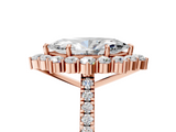 Rose gold Marquise Halo Diamond Ring with Pavé Band and Prong Setting_42