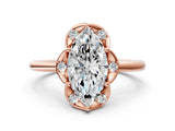 Rose gold Marquise Halo Diamond Ring with Round Cluster Setting, Solitaire Band, and Four-Prong Setting_46