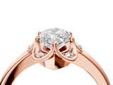 Rose gold Marquise Halo Diamond Ring with Round Cluster Setting, Solitaire Band, and Four-Prong Setting_50