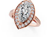 Rose gold Marquise Halo Diamond Ring with Split Shank and Four-Prong Setting_91
