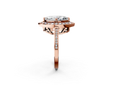 Rose gold Marquise Halo Diamond Ring with Split Shank and Four-Prong Setting_92