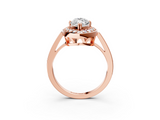 Rose gold Marquise Halo Diamond Ring with Split Shank and Four-Prong Setting_93