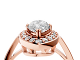 Rose gold Marquise Halo Diamond Ring with Split Shank and Four-Prong Setting_94