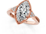 Rose gold Marquise Halo Diamond Ring with Tapered Band and Four-Prong Setting_4