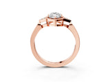 Rose gold Marquise Halo Diamond Ring with Tapered Band and Four-Prong Setting_6