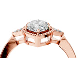 Rose gold Marquise Halo Diamond Ring with Tapered Band and Four-Prong Setting_7