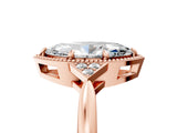 Rose gold Marquise Halo Diamond Ring with Tapered Band and Four-Prong Setting_8