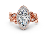 Rose gold Marquise Halo Diamond Ring with Vintage Split Shank and Four-Prong Setting_20
