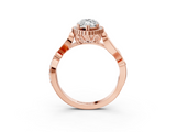 Rose gold Marquise Halo Diamond Ring with Vintage Split Shank and Four-Prong Setting_23