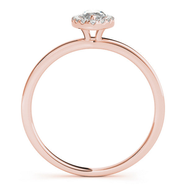 Rose gold Marquise Halo Diamond Solitaire with Pavé Band and Four-Prong Setting 2