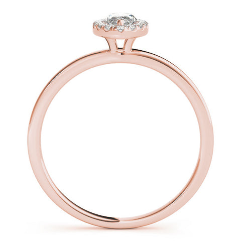 Rose gold Marquise Halo Diamond Solitaire with Pavé Band and Four-Prong Setting 2
