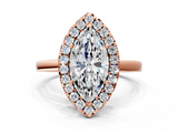 Rose gold Marquise Halo Diamond Solitaire with Pavé Band and Four-Prong Setting_82