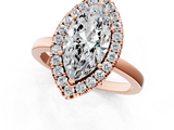Rose gold Marquise Halo Diamond Solitaire with Pavé Band and Four-Prong Setting_83