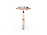 Rose gold Marquise Halo Diamond Solitaire with Pavé Band and Four-Prong Setting_84