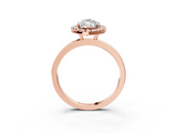 Rose gold Marquise Halo Diamond Solitaire with Pavé Band and Four-Prong Setting_85