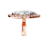 Rose gold Marquise Halo Diamond Solitaire with Pavé Band and Four-Prong Setting_87