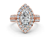 Rose gold Marquise Halo Diamond Split Shank Engagement Ring with Prong Setting_39