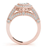 Rose gold Marquise Halo Diamond Split Shank Pave Ring 2