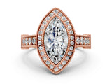 Rose gold Marquise Halo Diamond Split Shank Pave Ring_6