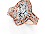 Rose gold Marquise Halo Diamond Split Shank Pave Ring_7